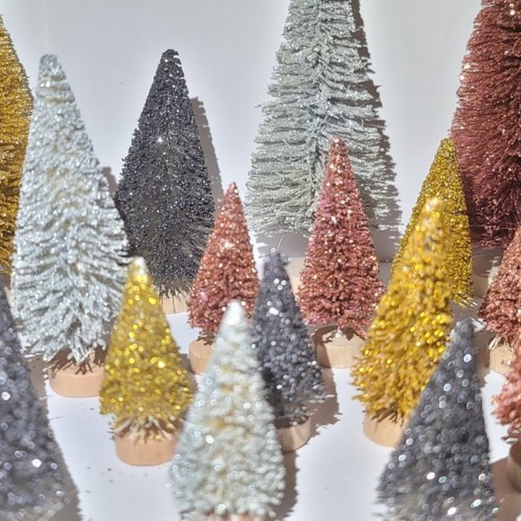 MEGA METAL Metallic Silver Gold Copper Rose Gold Titanium Mini Xmas Trees Decor - Picture 3 of 7